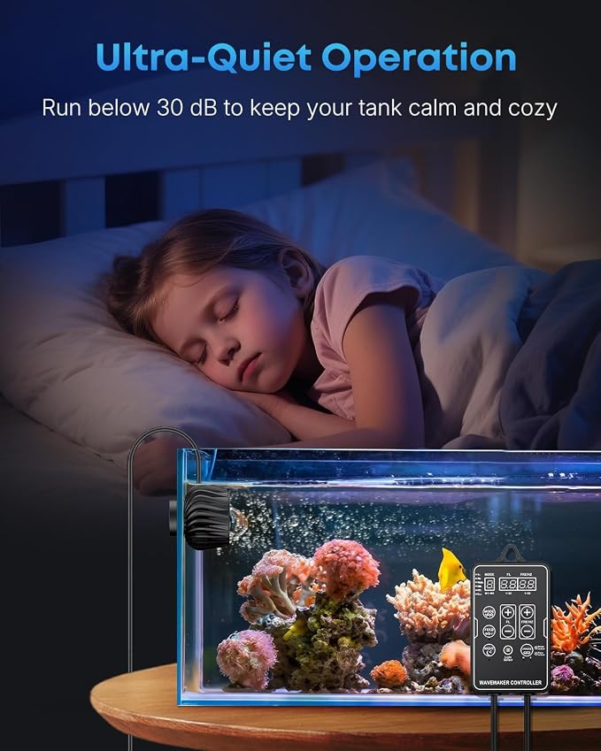 Pawfly Wave Maker for Aquariums 2100 GPH, Aquarium Powerhead DC 24V 10W, Aquarium Circulation Pump With Magnetic Base, Wavemaker for 30-300 Gallon Freshwater Saltwater Tank