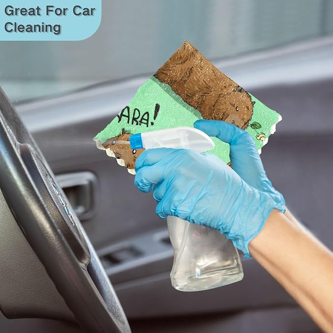 Mint Green Capybara and Lemon Kitchen Towels Dish Cloths Set of 6 Microfiber Cleaning Cloths for Cars Super Absorbent Machine