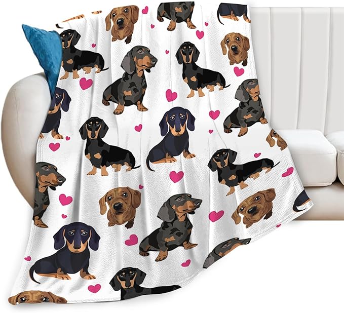 Tijuboni Dachshund Throw Blanket Dog Gifts for Girls Boys Women Men Kids Adults Soft Flannel Fleece Blanket for Couch Sofa Bed Home Decor 60"x80"
