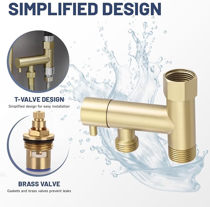 Handheld Bidet Sprayer for Toilet, Handheld Sprayer Attachment for Toilet with Adjustable Pressure Control Brushed Gold Bathroom Fixture Bidet Sprayer Sets, Brass