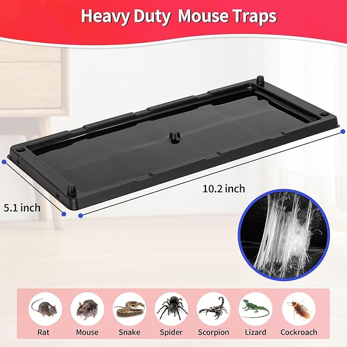 LULUCATCH Mouse Traps, 14 Pack Large Glue Traps Mouse Traps Indoor for Home, Pre-Baited Non-Toxic Bulk Glue Boards for Mice, Snakes, Rat, Lizard, Cockroach & Spiders, Pet Safe, Easy to Use