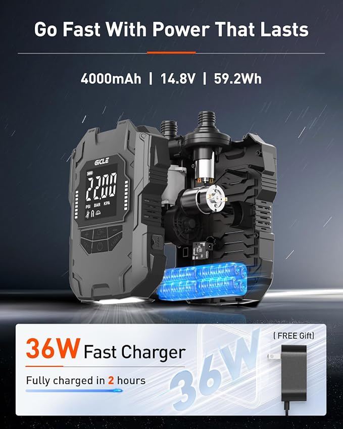Rechargeable Paddle Board Electric Pump, 22PSI SUP Pump with Dual Power Battery & 12V DC Air Pump, Portable High Pressure Inflator with Auto Shut-Off & Fast Charging for SUP, Kayak, Inflatable Boat