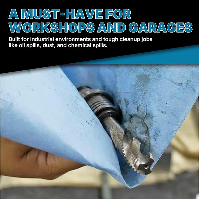 Lint-Free Cleaning Towels | Heavy Duty, Solvent Resistant Wipes for Auto Body & Industrial Prep | 100 Pack, 9" x 17", Blue 26019
