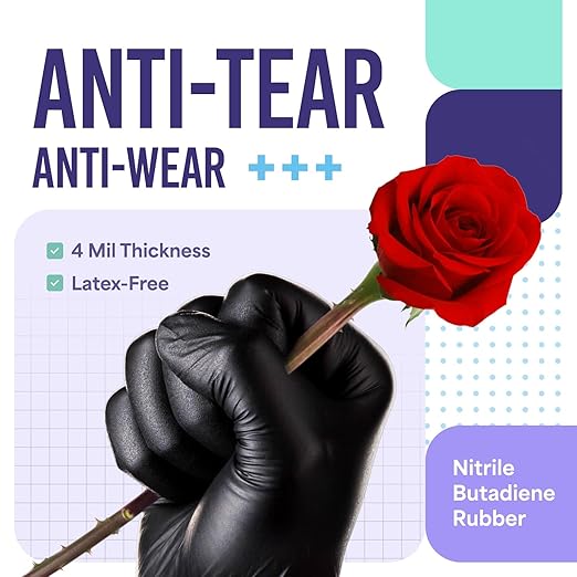 Medtecs Nitrile Gloves Disposable – Available in 200 & 2,000 pcs – Medical Grade, Chemo-Rated, 4 mil, Latex-Free, Powder-Free – Exam Gloves with Textured Fingertips – 200 pcs