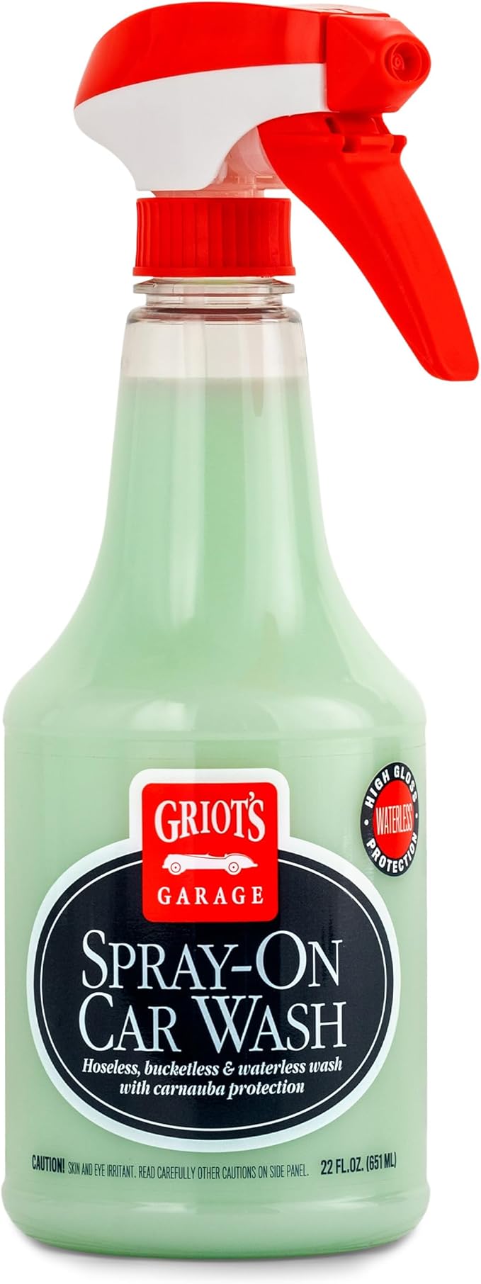 Griot's Garage Spray-On Car Wash for Vehicle Cleaning and Detailing, Rinseless and Waterless, No Hose and Bucket Needed, With Carnauba Wax Protection, 10984, 22oz