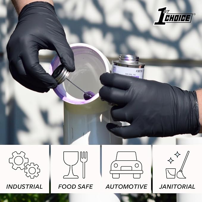 1st Choice Black Nitrile, XL Disposable Gloves, 5 Mil for Cooking, Cleaning, Automotive, Industrial, Food Prep, Case of 1000