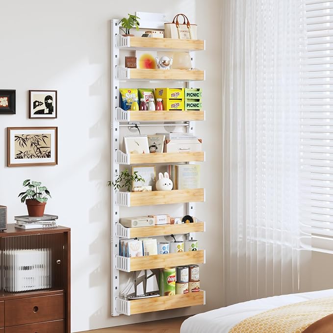 Over The Door Pantry Organizer, Adjustable & Stable Hanging Spice Rack for Kitchen, Bathroom, Bedroom, and Baby Essentials Storage