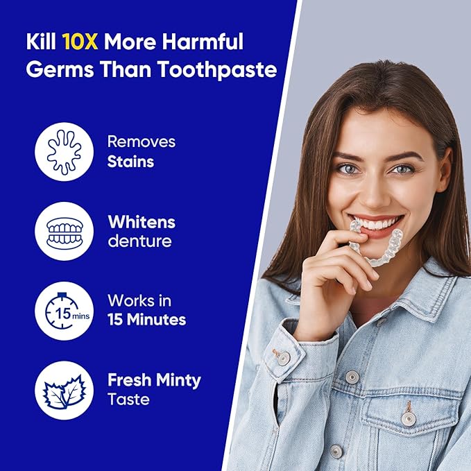 MySmile Retainer Cleaner Tablets, Denture Cleaning Tablets, Aligner Cleaner for Invisalign, Mouth Guard & Night Guard and More Dental Appliances, Helps to Removes Odors, Stains & Plaque,120 Count