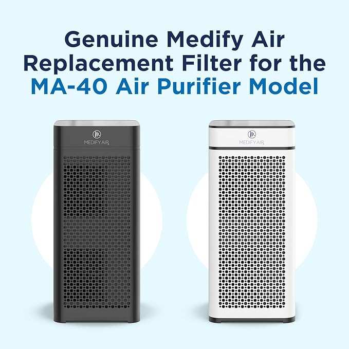 Medify MA-40 Genuine Replacement Filter for Allergens, Smoke, Wildfires, Dust, Odors, Pollen, Pet Dander | 3 in 1 with Pre-filter, True HEPA H13 and Activated Carbon for 99.9% Removal | 1-Pack