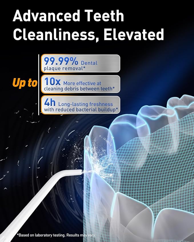 MySmile LP221 Cordless Water Flossers for Teeth with UVC Light Sanitizer and OLED Display, 335ML 4 Modes Water Teeth Cleaner Picks for Teeth Cleaning and Water Flossing (Pearl White)