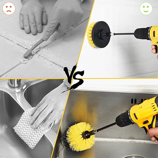 SHIELDPRO 18 Pack Drill Brush Attachment Set, Power Cleaning Scrub Brushes for Drill, Extend Long Attachment, All Purpose for Car Detailing, Bathroom, Carpet, Tile Grout, Sinks, Corners