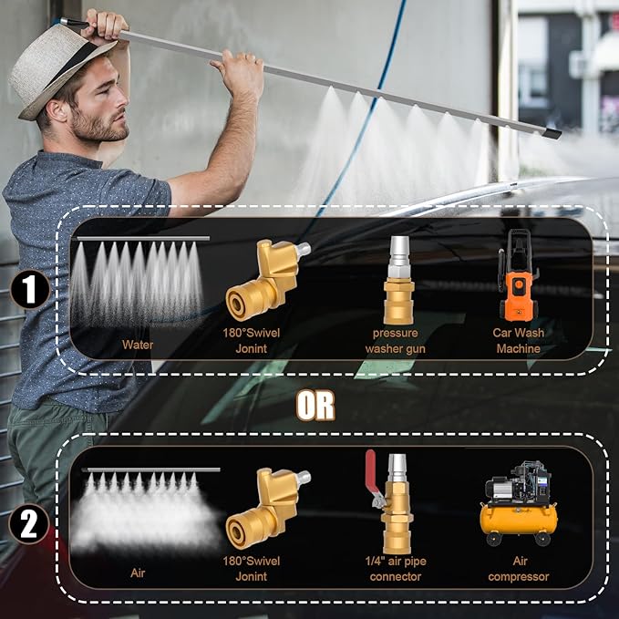39" Radiator Cleaning Wand, 4500 PSI High Pressure Power Washer Tool, Stainless Steel Radiator Flusher with 180° Swivel Nozzle, Clears Debris Fast, for Car, Truck & Heavy Equipment