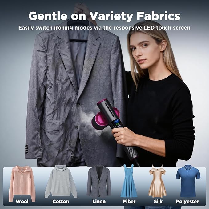 Travel Steamer for Clothes, 2-in-1 Steam Iron & Garment Steamer with Fast Heat-Up, 1200W Portable Handheld Clothes Steamer, Large Ceramic Heat Panel Quick Wrinkle Removal for Home/Travel/Hotel
