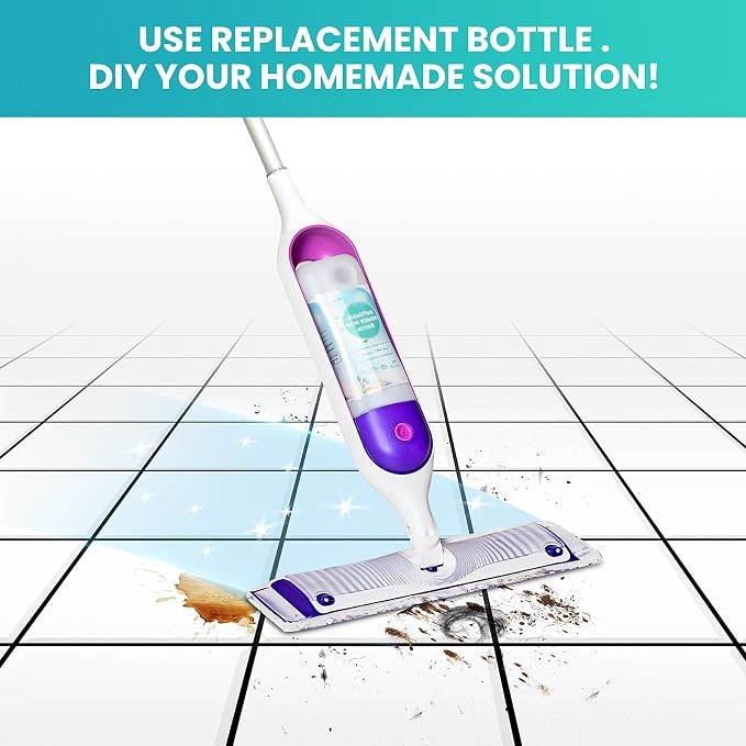 Bisenkud Leak-Resistant Refillable Bottle for Swiffer® Power Mop™, 720mL | Empty 24 fl oz Bottle, Reusable Solution Container, Leak-Resistant Design, Fill with Your Own Floor Cleaner