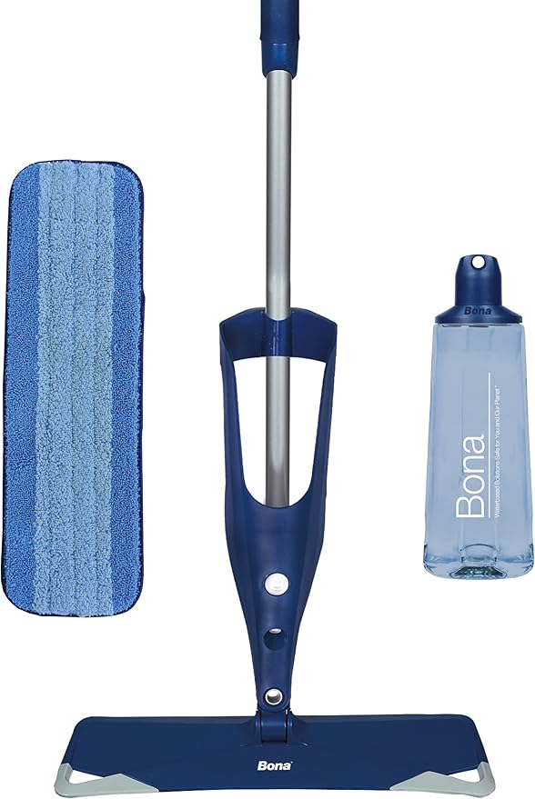 Bona Hardwood Floor Premium Spray Mop - Includes Wood Floor Cleaning Solution & Bona Microfiber Cleaning Pad for Hardwood & Hard Surface Floors & Bona Hardwood Floor Cleaner Refill - 128 fl oz