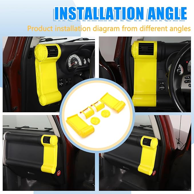 Dashboard Side Air Outlet FrameABS Car Dashboard Side Air Outlet Frame Decorative Panel for Toyota FJ Cruiser (XJ10) 2007-2022 A/C Air Vent Kit Interior Accessories (Yellow)