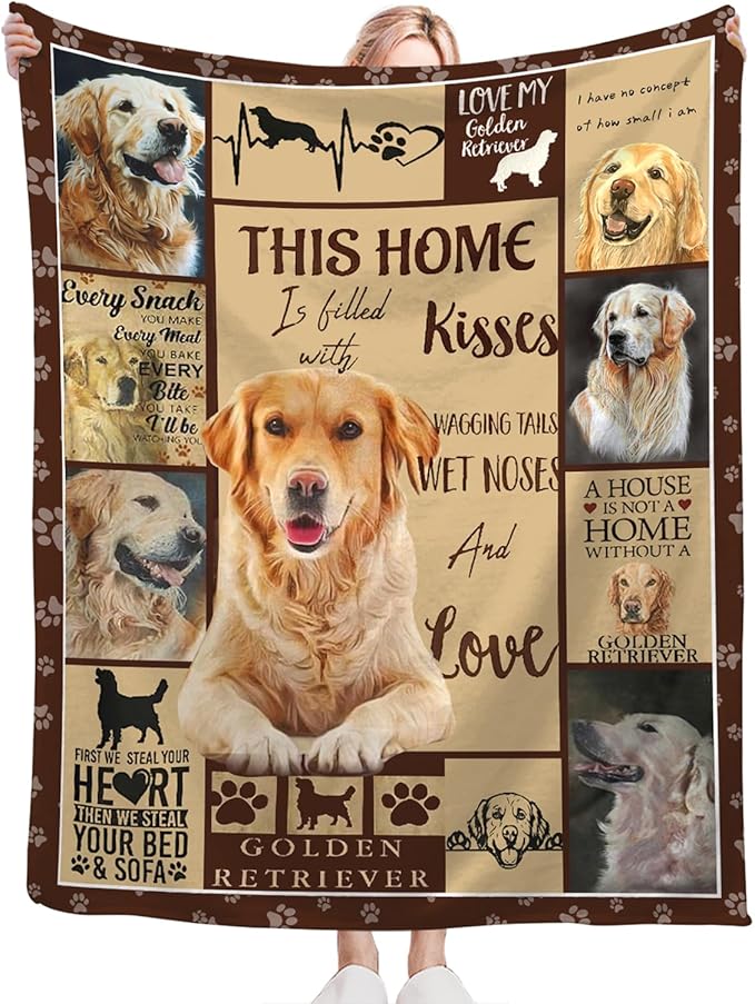 Tijuboni Golden Retriever Throw Blanket Dog Gifts for Girls Boys Women Men Kids Adults Soft Flannel Fleece Blanket for Couch Sofa Bed Home Decor 40"x50"