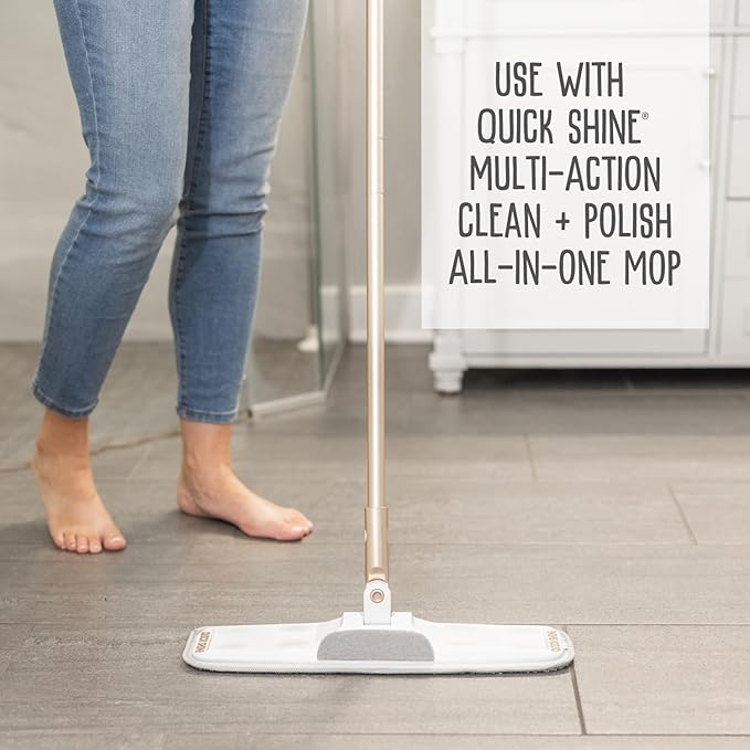 Quick Shine Hardwood Floor Luster-Polish 64oz | Plant-Derived w/Carnauba | Safer Choice, No PFAS, pH Neutral | Ready to Use Formula w/Anti-Slip Technology | Simply Squirt & Spread | Made in USA
