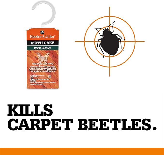Reefer Galler NO Moth Closet Hanger - Kills Clothes Moths, Carpet Beetles, Eggs & Larvae, 6 Pack