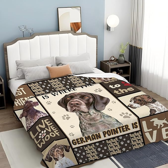 Tijuboni German Shorthaired Pointer Throw Blanket Dog Gifts for Girls Boys Women Men Kids Adults Soft Flannel Fleece Blanket for Couch Sofa Bed Home Decor 40"x50"