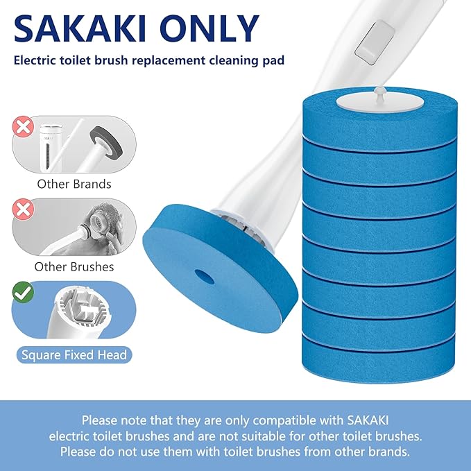 36PCS Disposable Electric Toilet Brush Heads, Toilet Cleaner Refill Pads, 3 Layer Sponge Brush with Cleaner, Wand Refills for SAKAKI Electric Toilet Cleaning Brush（Machine Not Included）