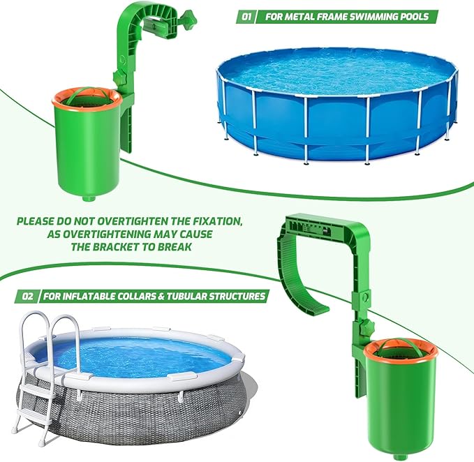 Above Ground Pool Skimmer, Adjustable Floating Pool Filter, above ground pool accessories for Inflatable Collar, Wall Mount &Floating Pool Surface Skimmer for Leaves,Auto Skimming Pool Surface Debris
