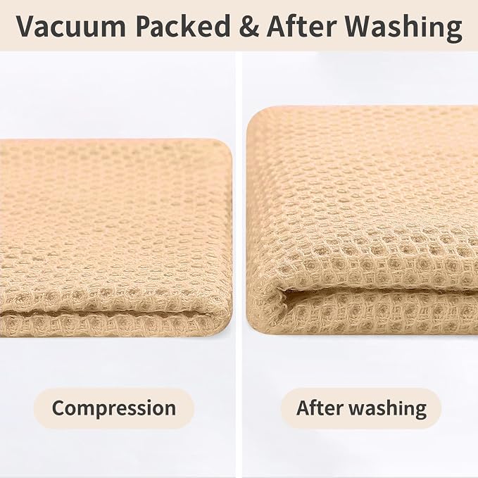 Homaxy 100% Cotton Kitchen Towels and Dishcloths Set, 12 x 12 Inches and 13 x 28 Inches, Set of 8 Bulk Kitchen Towels Set, Ultra Soft Absorbent Dish Cloths for Washing Dishes, Apricot