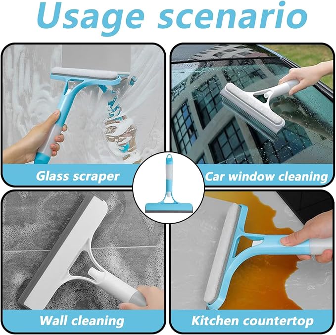 3 in 1 Window Cleaning Scraper 3 Pack 3 in1 Spray Squeegee Scraper for Window, Shower Door, Mirror, Glass and Car Cleaning