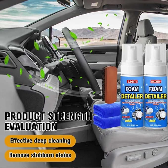 Car Interior Foam Cleaner,Powerful Stain Eliminator car interior cleaner Car Carpet,Clean Cars Seat Carpet Upholstery Deep Inside Cleaning Remove Stain from Leather Fabric Vinyl Plastic150ML 2pack