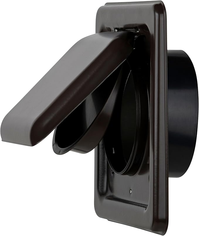 NO-PEST VENT MetalGuard, Dual Door Dryer Vent Cover Outdoor 4 Inch, Powder-Coated Heavy Duty Steel, Pest Proof, Rust Resistant, Safe & Efficient Vent Cap (Brown, 4" Steel With Collar)