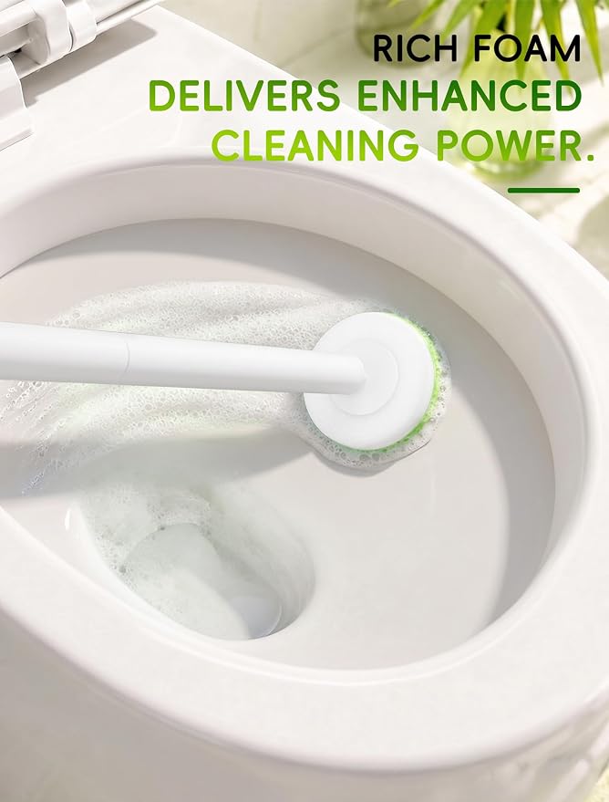 Disposable Toilet Bowl Cleaner Wand System with Green Refill Heads, Wall Mount Toilet Brush and Holder Set for Bathroom Cleaning (2 Toilet Brush + 60 Refills)