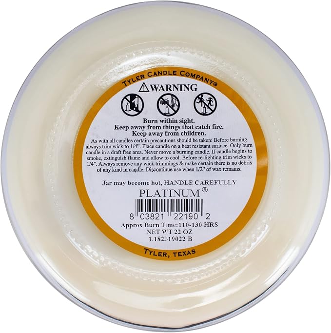 Platinum Tyler 22 oz Large Scented Jar Candle,White