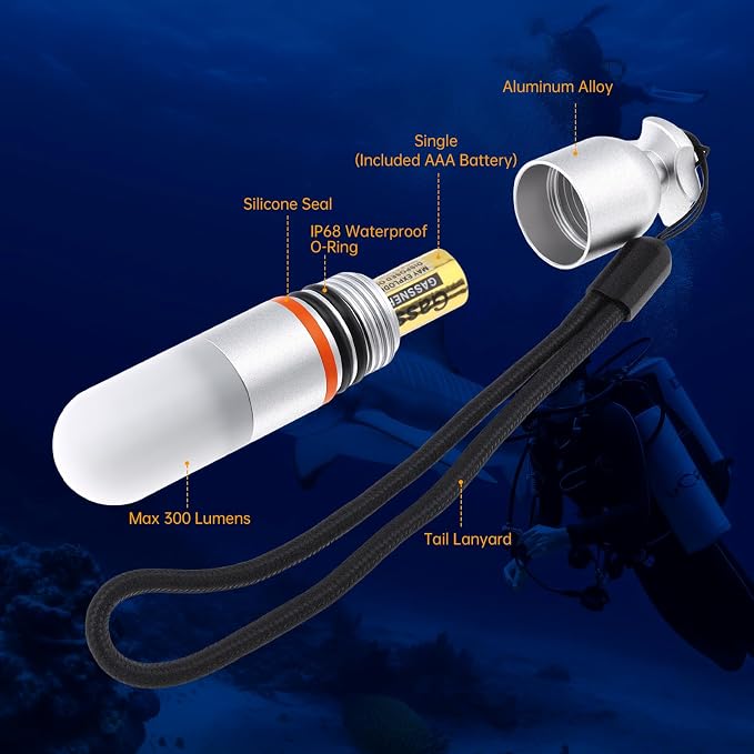 SecurityIng 2-Pack Dive Marker Light, 150m Waterproof Mini Scuba Tank Light, Steady & Flash Modes,AAA Battery Included, LED Diving Signal Light for Night Diving Camping Cave Adventure (Red)