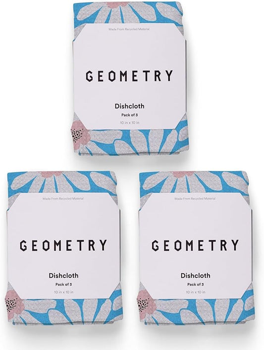 GEOMETRY Kitchen Dish Cloths - Spring & Summer Collection - Premium Dishcloths with Geoweave - Absorbent & Fast Drying Kitchen Towels - Sweet Spring, 10" x 10" - 3-Pack