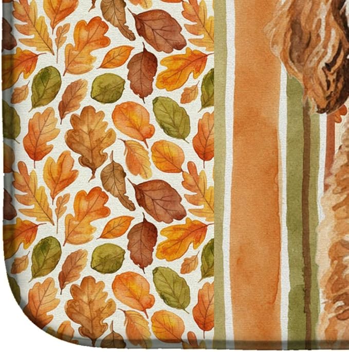 Caroline's Treasures Miniature Apricot Poodle Heirloom Fall Dish Drying Mat Absorbent Dish Drying Mat Pad for Kitchen Counter Dish Drainer Mat for Countertop, 14 x 21", Multicolor