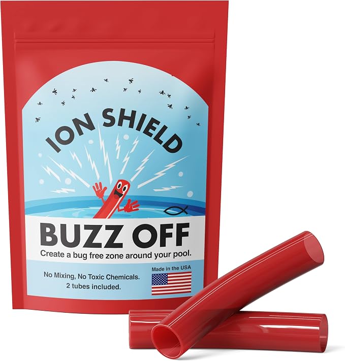 Waters Choice Buzz Off Pool Water Conditioner 2 Tubes, 3.04 oz | Skimmer basket drop-in treatment without added harsh chemicals. Evaporating ionic shield lasts an entire outdoor season