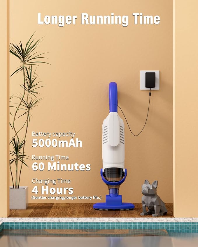 (2026 Upgrade) Little Shark Cordless Pool Vacuum, 60W Motor, 18 GPM Strong Suction, 5000mAh Battery, 60-Min Runtime, Compact Lightweight Handheld Pool Cleaner for Above Ground Pools & Hot Tubs
