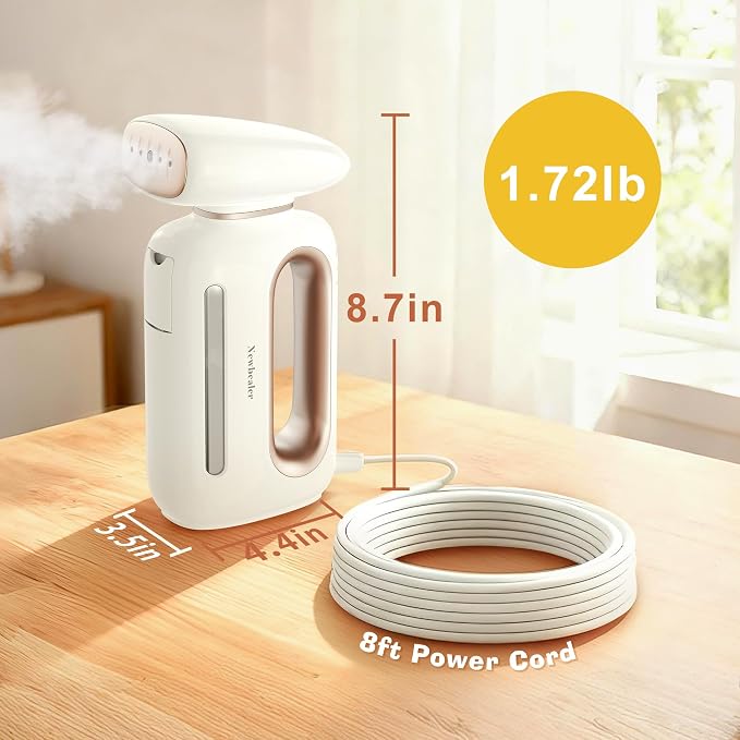Newbealer Handheld Fabric Steamer 850W Portable Wrinkle Remover for 120V | Horizontal & Vertical Steaming, 360° Leakproof Pump-driven Design, 30s Fast Heat Up, 230ml Water Tank, for Home, RV & Hotel