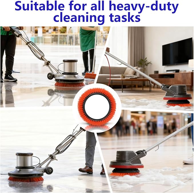 2 Pack 237047 Orange Commercial Tile and Resilient Floor Scrub Brush Replacement for Oreck Commercial ORB550MC, ORB600MW and ORB700MC Floor Machines for Bissell BGEM9000, Heavy-Duty Brush, 10.5 in.