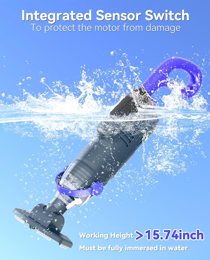 2026 Upgraded Pool Vacuum for Above Ground, 18 GPM Powerful Suction Cordless Pool Cleaner, 60Min Runtime Handheld Rechargeable Pool Vacuum with 3-Head Cleaning System & 300/500 Mesh Filters