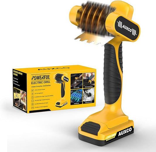 Upgraded Electric Grill Brush, Cordless BBQ Cleaner with 700RPM Powerful Motor & High-Torque Deep Cleaning, 90-Min Runtime，LED Light, 21V Rechargeable Grill Cleaning Tool for Gas & Charcoal Grills