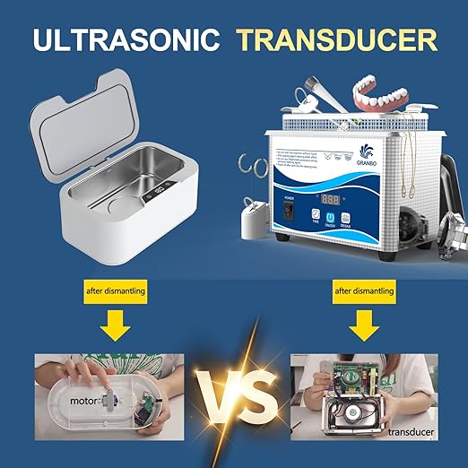 Granbo Ultrasonic Cleaner 800ML Jewelry Cleaner Ultrasonic Machine 40kHz with Digital Timer and Degassing,110V Digital Ultrasonic Parts Cleaner for Denture Dental Oral Irrigator Parts Glasses