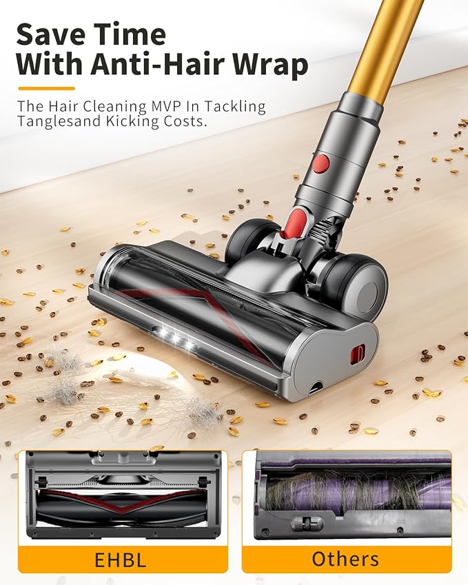 MBYULO Cordless Vacuum Cleaner for Home 600W 60Kpa Upgraded Powerful Stick Vacuum Up to 75Mins, Anti-Tangle & Wall Mount Charging, 8 in 1 Lightweight Vacuum Cleaners for Home/Pet Hair/Carpets/Floors