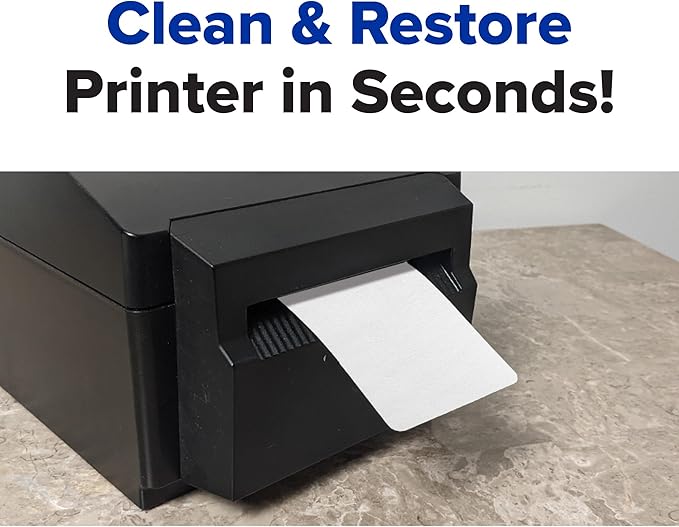 KICTeam - Cleaning Cards for Thermal Printers (25 Cards) - Presaturated with Quick Drying Solution to Clean 3in Receipt Paper Thermal Printers