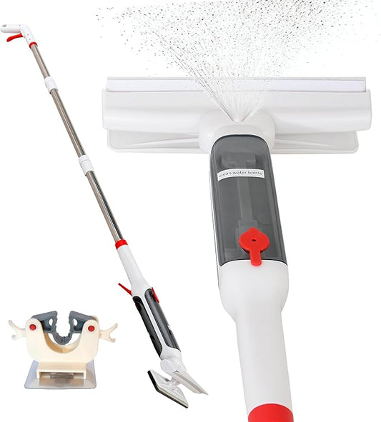 Window Cleaner with Front and Rear Cleaners + Expandable Sprayer - Window Vacuum Squeegee - Complete Kit for Glass, Windows and Mirrors, Quick Drying- Window Cleaner Tool - Car Window Cleaner Spray