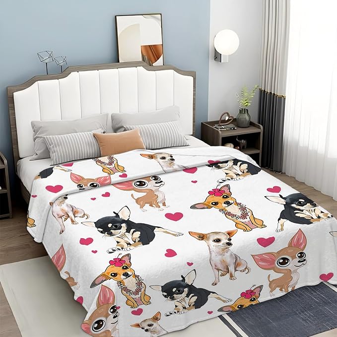 Tijuboni Chihuahua Throw Blanket Dog Gifts for Girls Boys Women Men Kids Adults Soft Flannel Fleece Blanket for Couch Sofa Bed Home Decor 60"x80"