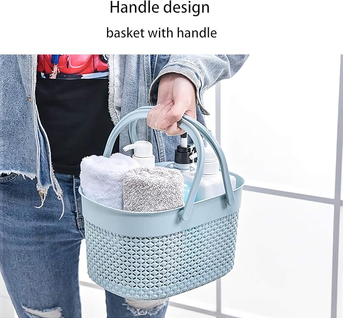 rejomiik Portable Shower Caddy Basket Plastic Cleaning Caddy Organizer Storage Tote with Handle for Bathroom, College, Dorm Room Essentials, Pink
