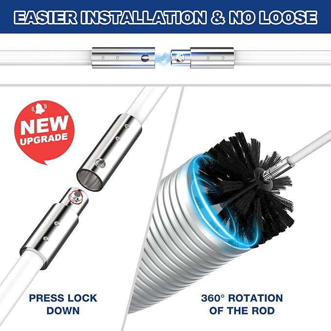 PetOde Dryer Vent Cleaner Kit Compatible with Most Vacuum Cleaner, Dryer Lint Brush and Vacuum Hose Attachment with Universal Connector, Quickly Lint Remover