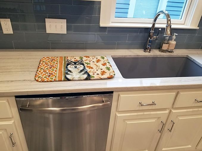 Caroline's Treasures Finnish Lapphund Heirloom Fall Dish Drying Mat Absorbent Dish Drying Mat Pad for Kitchen Counter Dish Drainer Mat for Countertop, 14 x 21", Multicolor