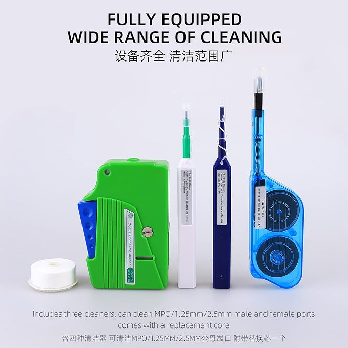 FTTH Fiber Cleaner Pen Tool 2.5mm lc mu 1.25mm SC FC ST LC Connector Optical Fiber Cleaning Box -500+ Clean MPO MTP Cleaning Tools
